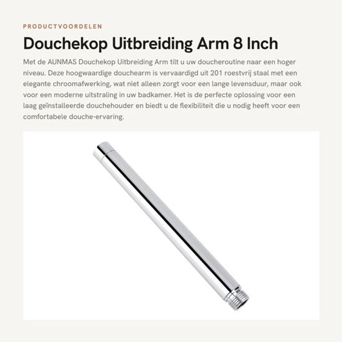 Douchekop Verlengarm 22,5 cm - Douchekop Extender - Roestvrij Staal - Badkamer Accessoire - Verstelbaar - Hoogglans Afwerking - Douchearm