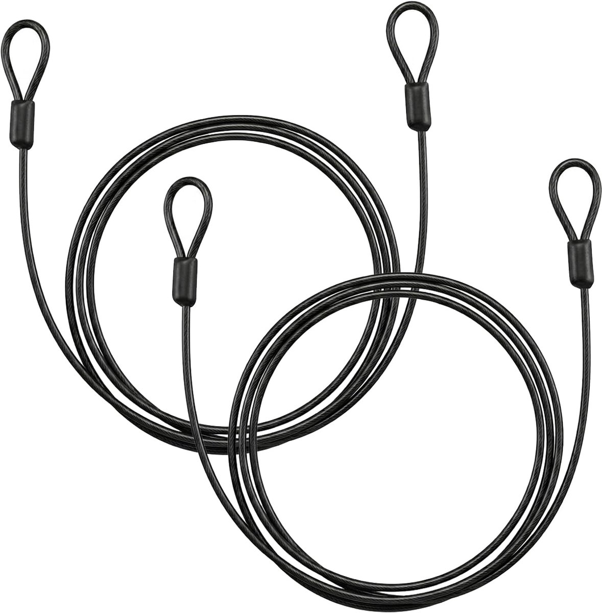 Stalen kabel met oogjes 2 m x 4 mm - Zwart - Draagbare beveiligingskabel - Voor fietsbeveiliging en terrasmeubilair - ShopVlot