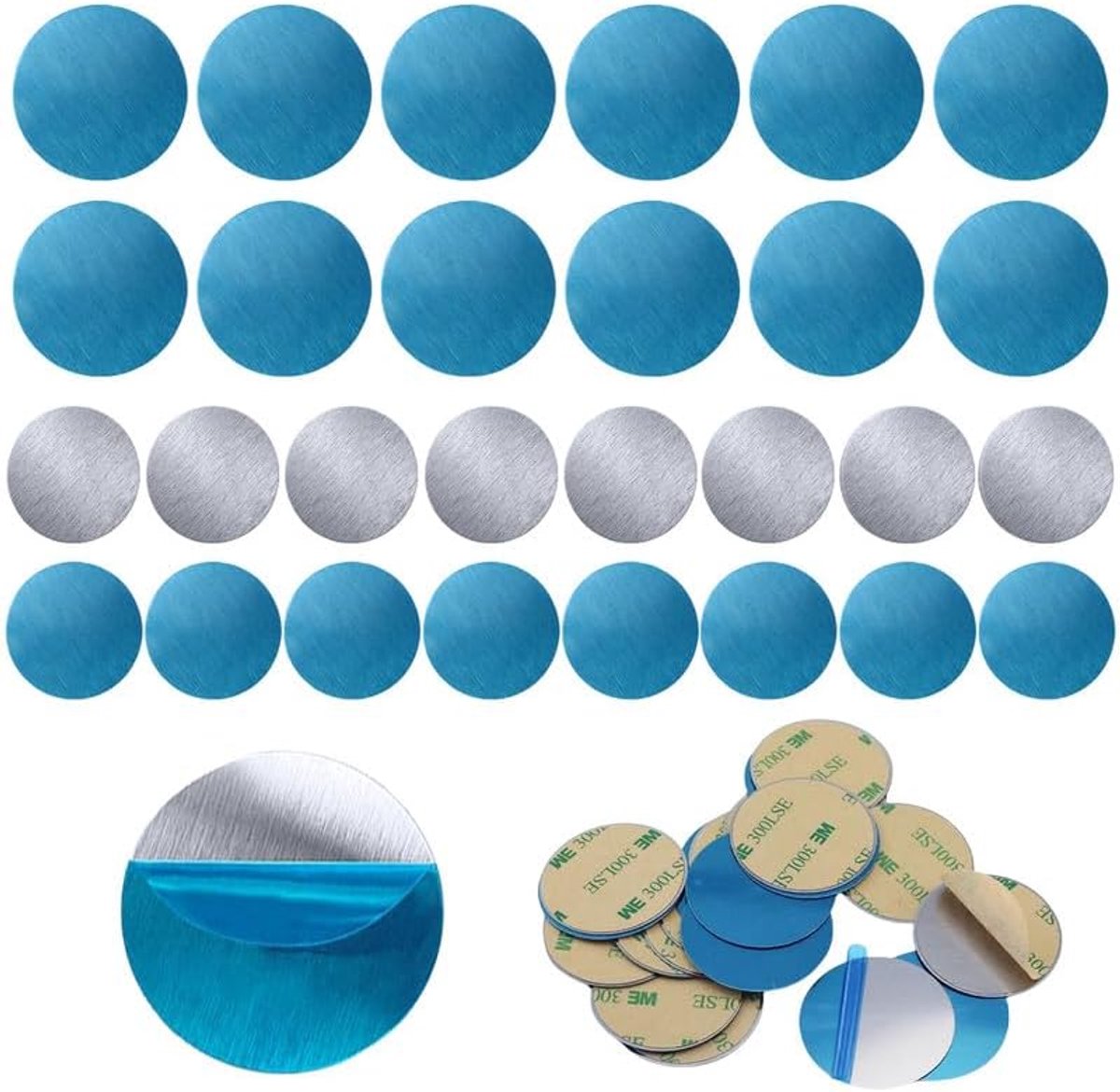 Zelfklevende metalen platen - ronde magnetische stickers - 25 stuks 20 mm en 25 stuks 30 mm - ShopVlot