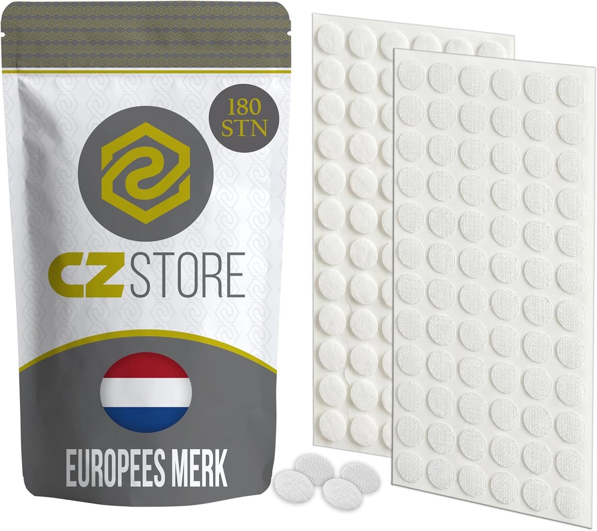 Zelfklevende Sticker 180PC - 10MM Dubbelzijdig Klittenband - Duurzame Nylon & Polyester Ronden - ShopVlot