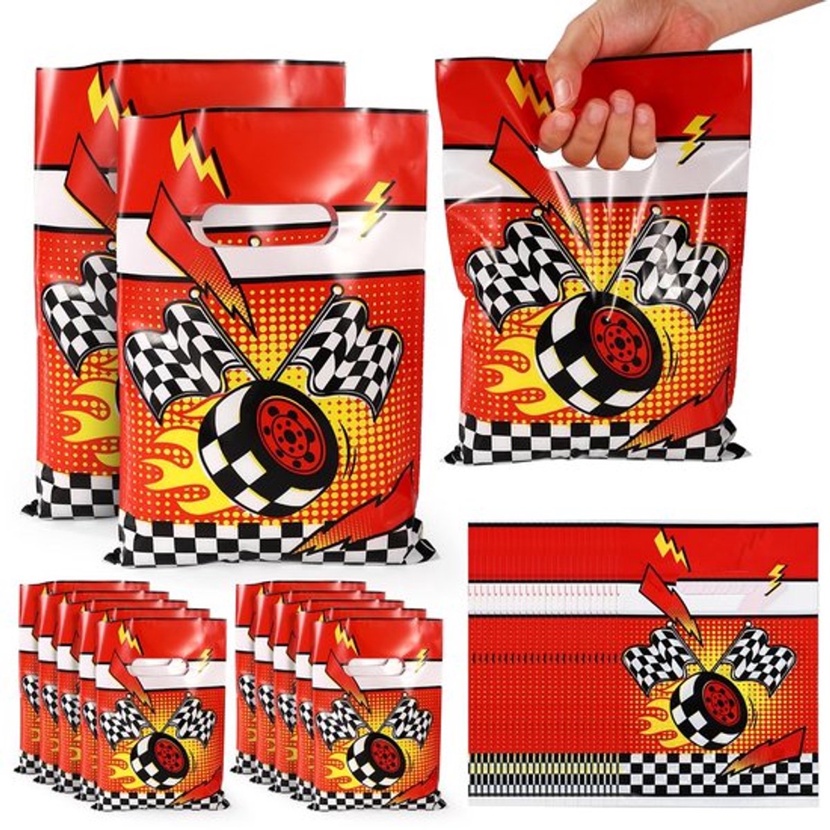 50 Stuks Raceauto Verjaardagsfeest Cadeauzakjes - Snoepzakjes met Raceauto Thema
