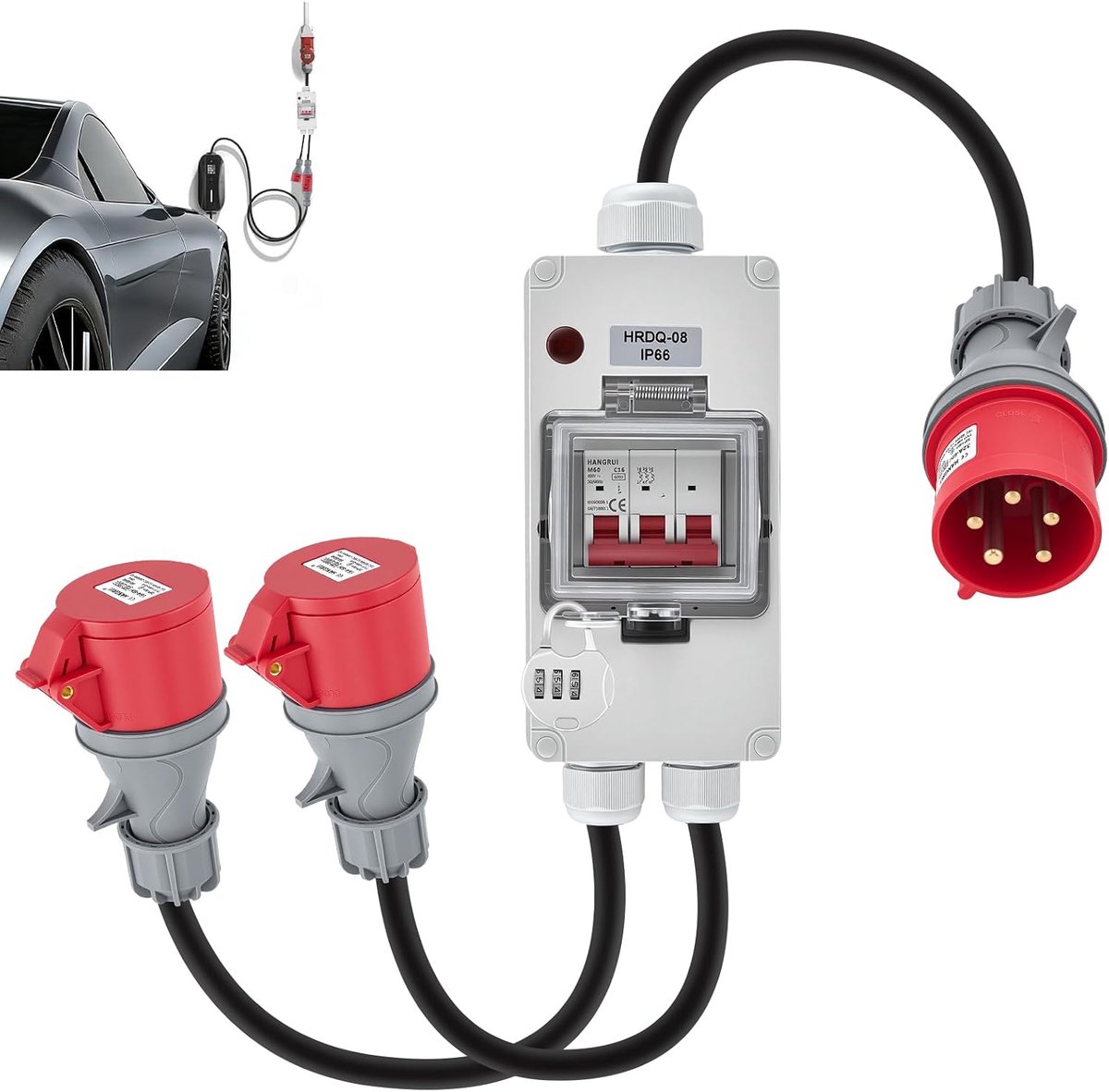 CEE adapter 32A naar 16A - 5-polig - met zekeringen - eenvoudig te gebruiken voor caravan - ShopVlot