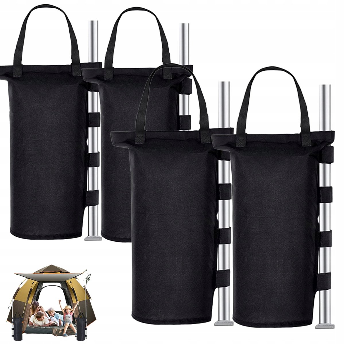 Zandzakken - Ballastzakken Voor Tent Vastzetten - Verzwaringszakken - Gewichtzakken - Tentballast Zandzakken - 4 Stuks - 600D Oxford - Slijtvast - Windvast - Geen Zand - 47x20 cm - 11 kg - Voor Luifels Tenten en Tuinmeubilair
