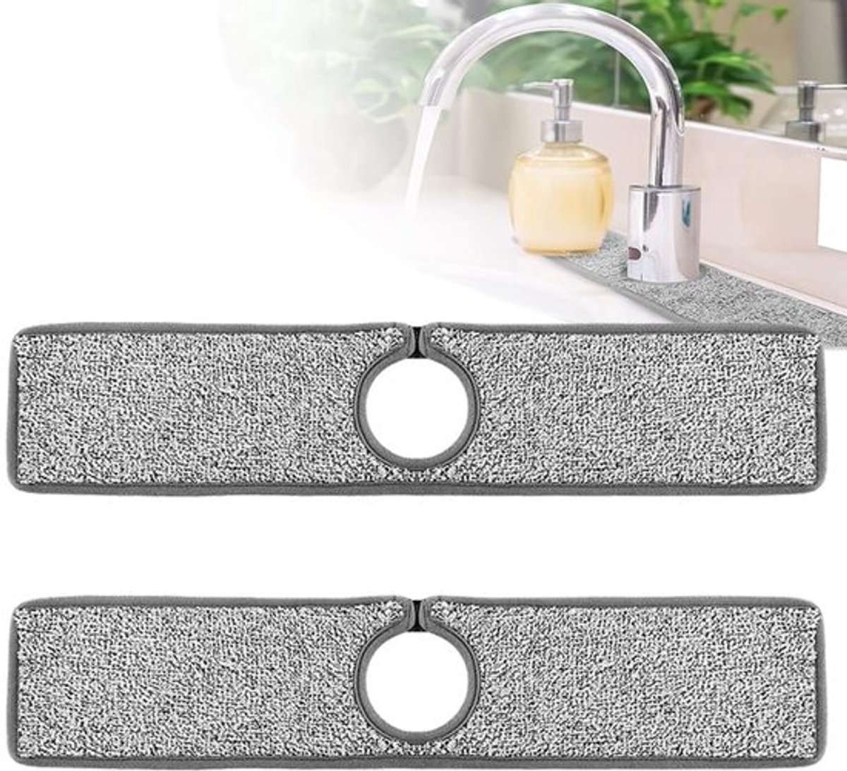 Absorberend Matje 2 Stuks - Spatwaterdicht - Keuken Gootsteen - Camper - Badkamer - 100% Polyester - 46 x 10 cm - Spatmat