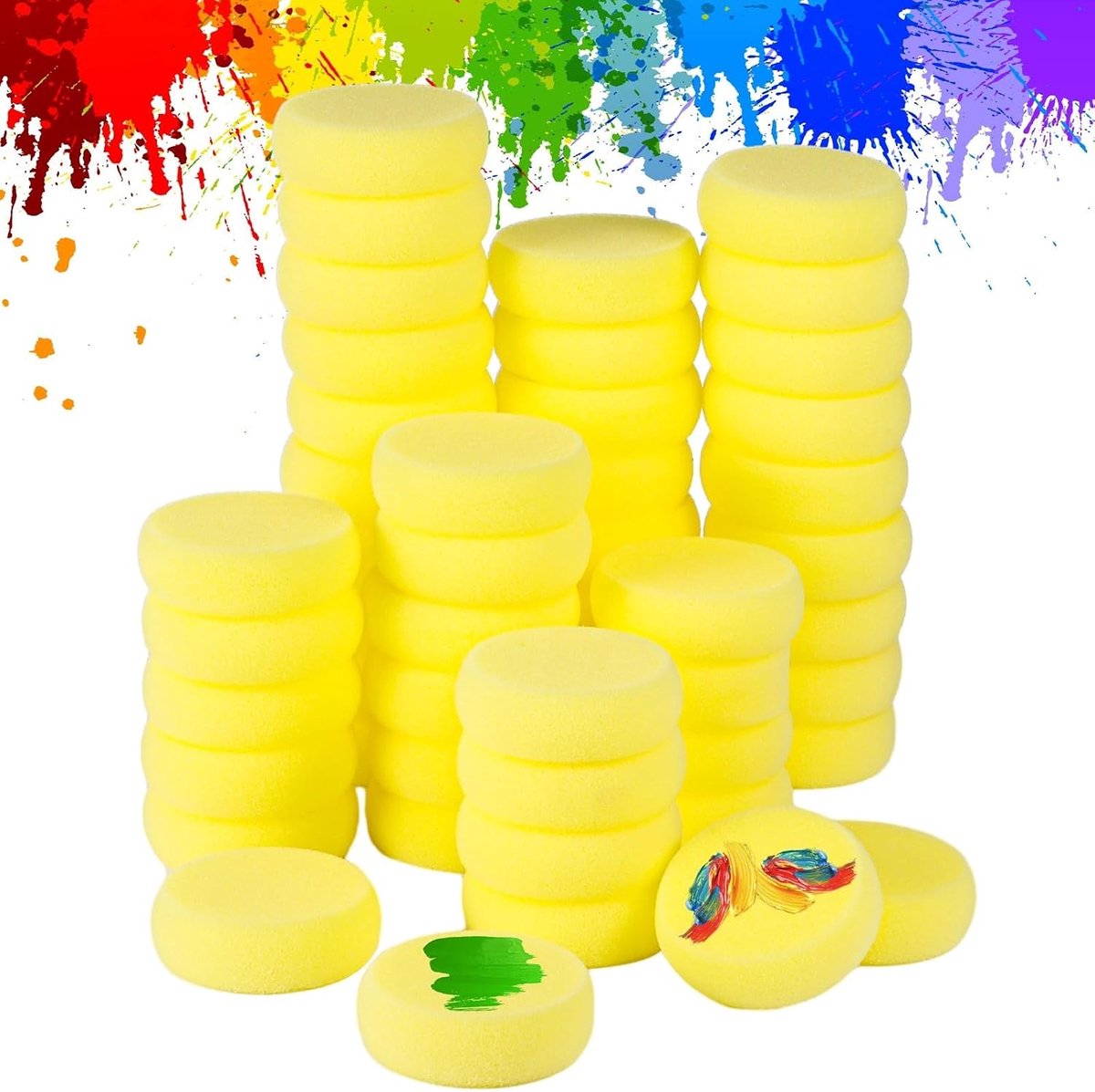Schildersponzen 7,6 cm - Gele ronde synthetische sponzen - Zacht voor aquarel en gezichtsschilderen - ShopVlot