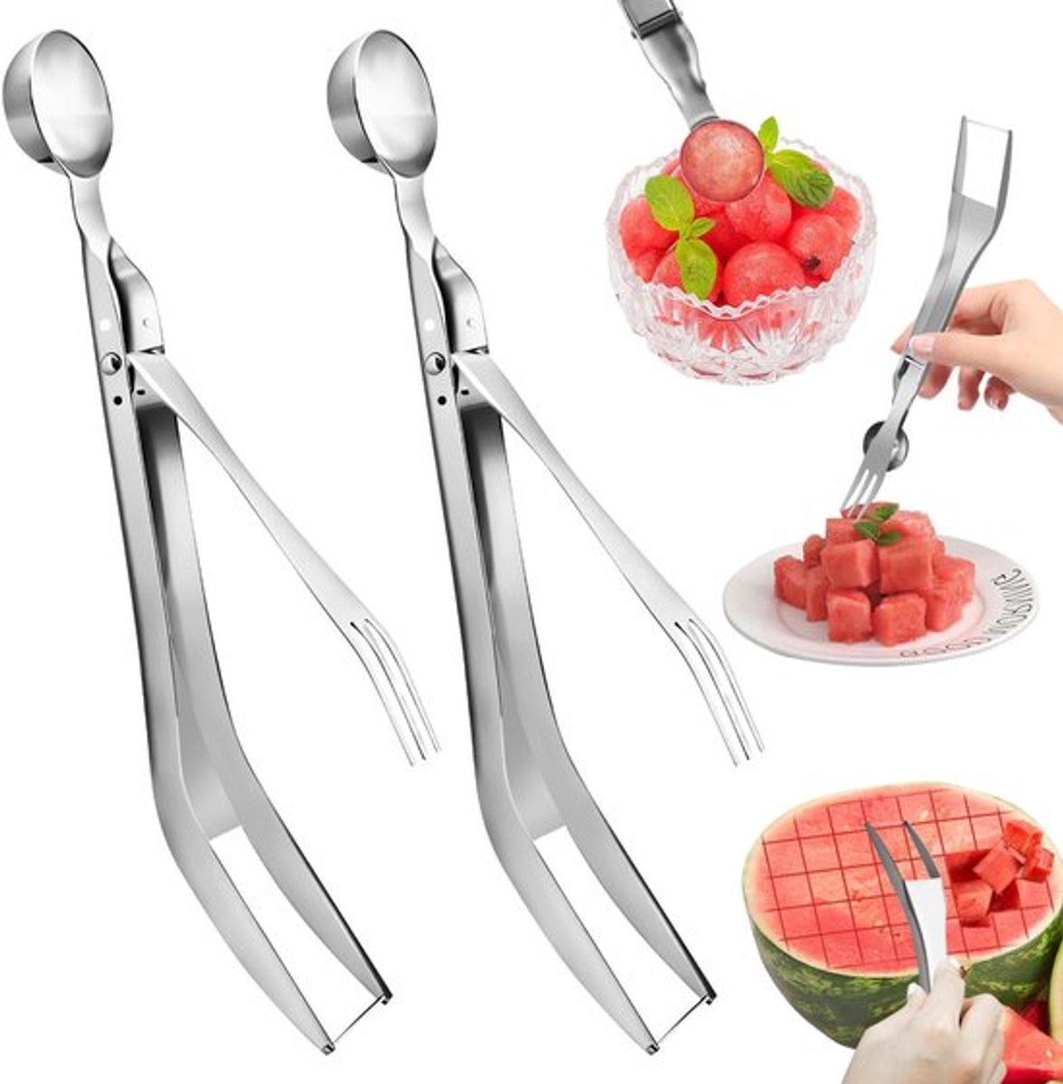 Watermeloen Cutter 3-in-1 - RVS Snijder - Fruit Snijder - Thuis Party Tool - Snijmachine - Duurzaam Ontwerp