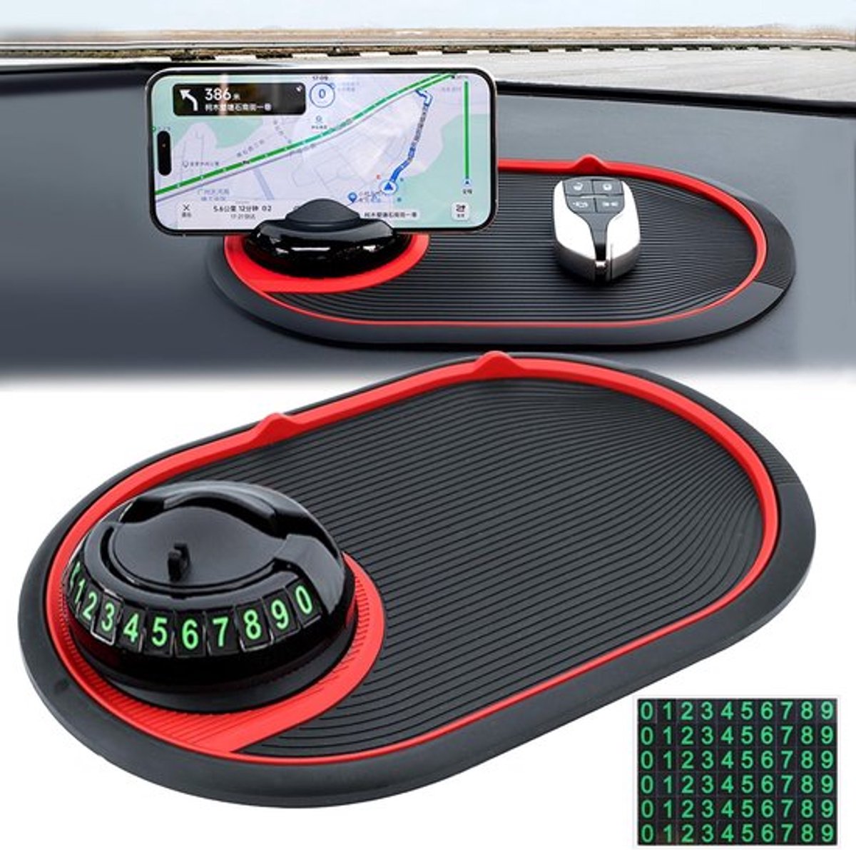 IIRC Anti-Rutschmatte Auto, 360 Graden Draaibare Telefoonhouder Anti Rutsch Matte Auto, Voor Mobiele Telefoons, Sleutels, Brillen, Sieraden en Andere Voorwerpen