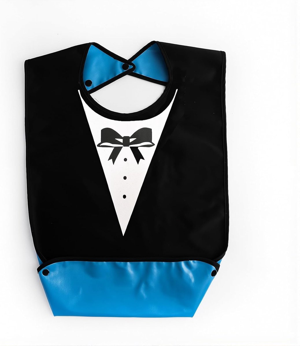 Slabbetje voor volwassenen M - waterdicht zwart met strik - wasbaar en herbruikbaar - elegante bescherming - ShopVlot