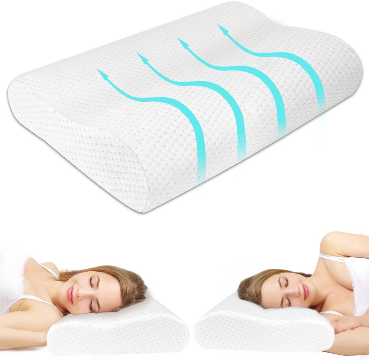 ZRNS® Anti Snurk Kussen - Apneu Kussen - Hoofdkussen Nekklachten - Ergonomisch - Voor Rug- en Zijslaper