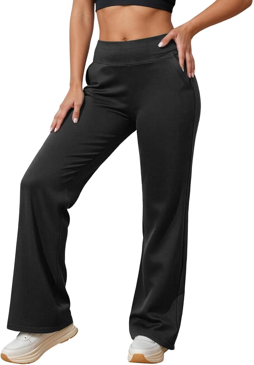 Vrijetijdsbroek dames hoge taille - losvallend katoen - elastische tailleband - comfortabel dagelijks gebruik - ShopVlot