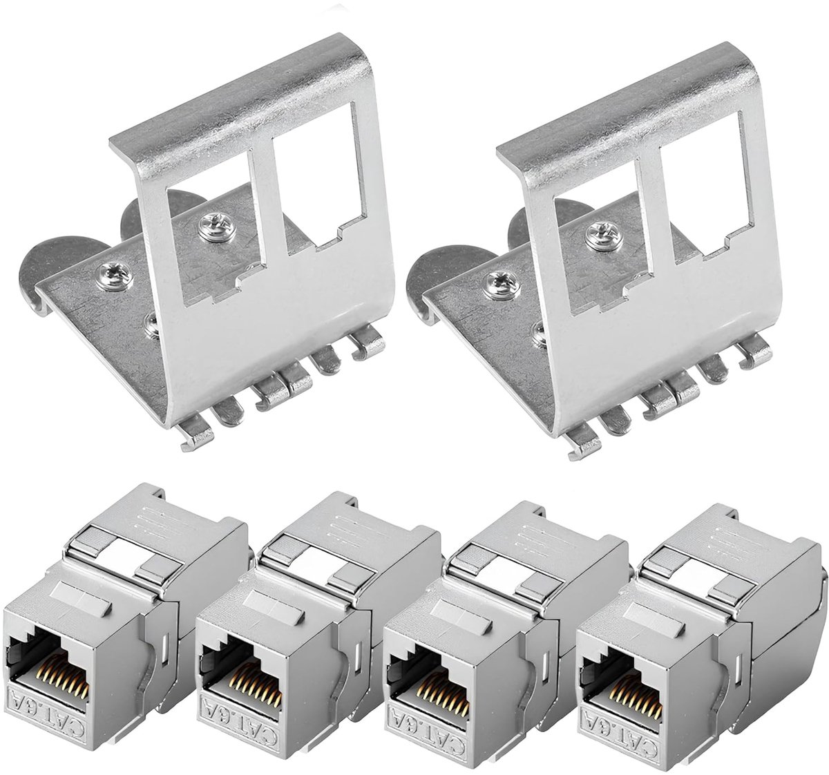 Keystone Jack Module 4 x 10Gbps - CAT 7 - Inclusief 2 x 2-Port DIN Rail Adapter - Ideaal voor Ethernetnetwerken - ShopVlot