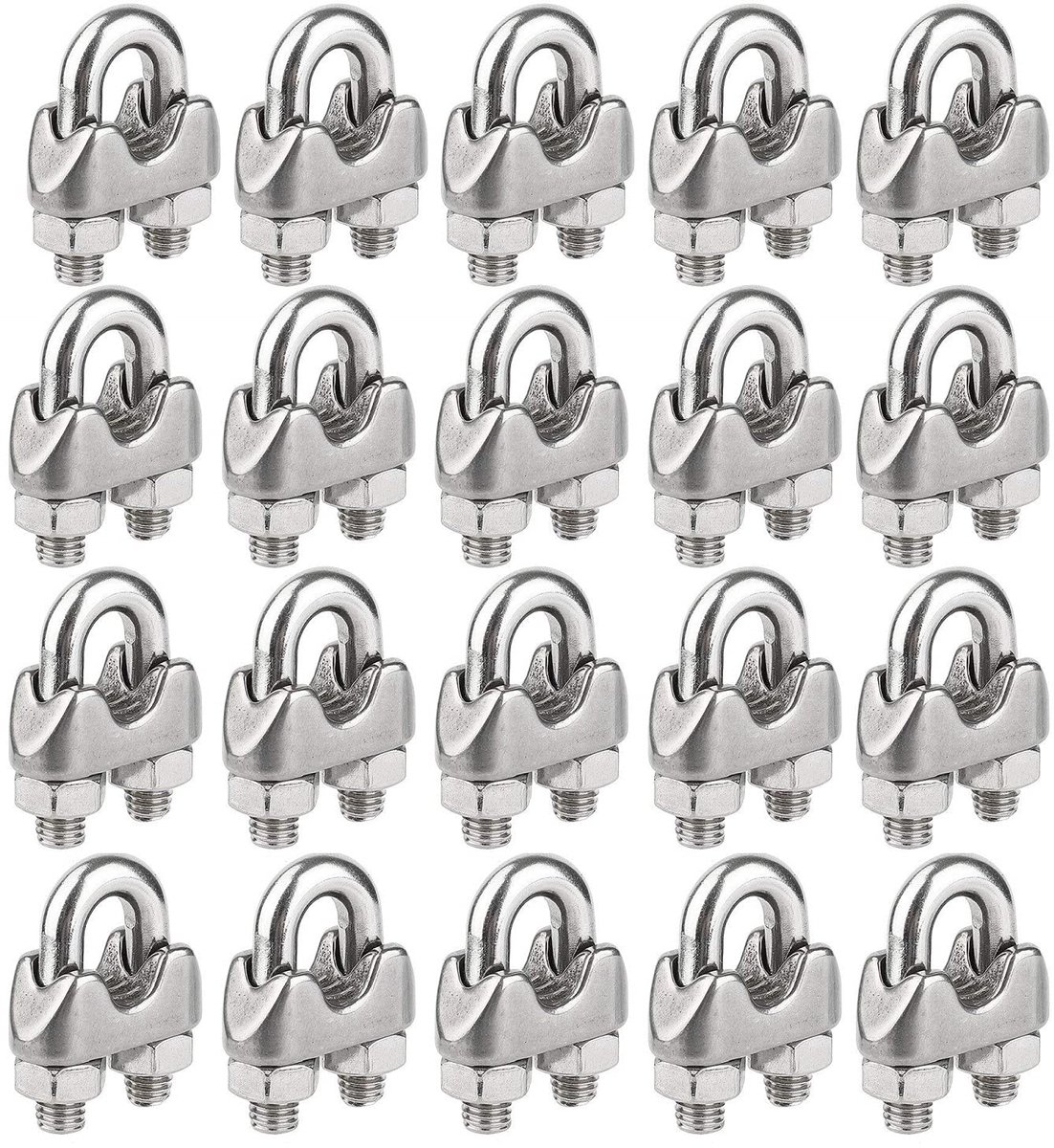 Draadseindeclips 20 Stuks M5 - RVS U Beugel - Antislip - Voor Spanning van Kabels - ShopVlot