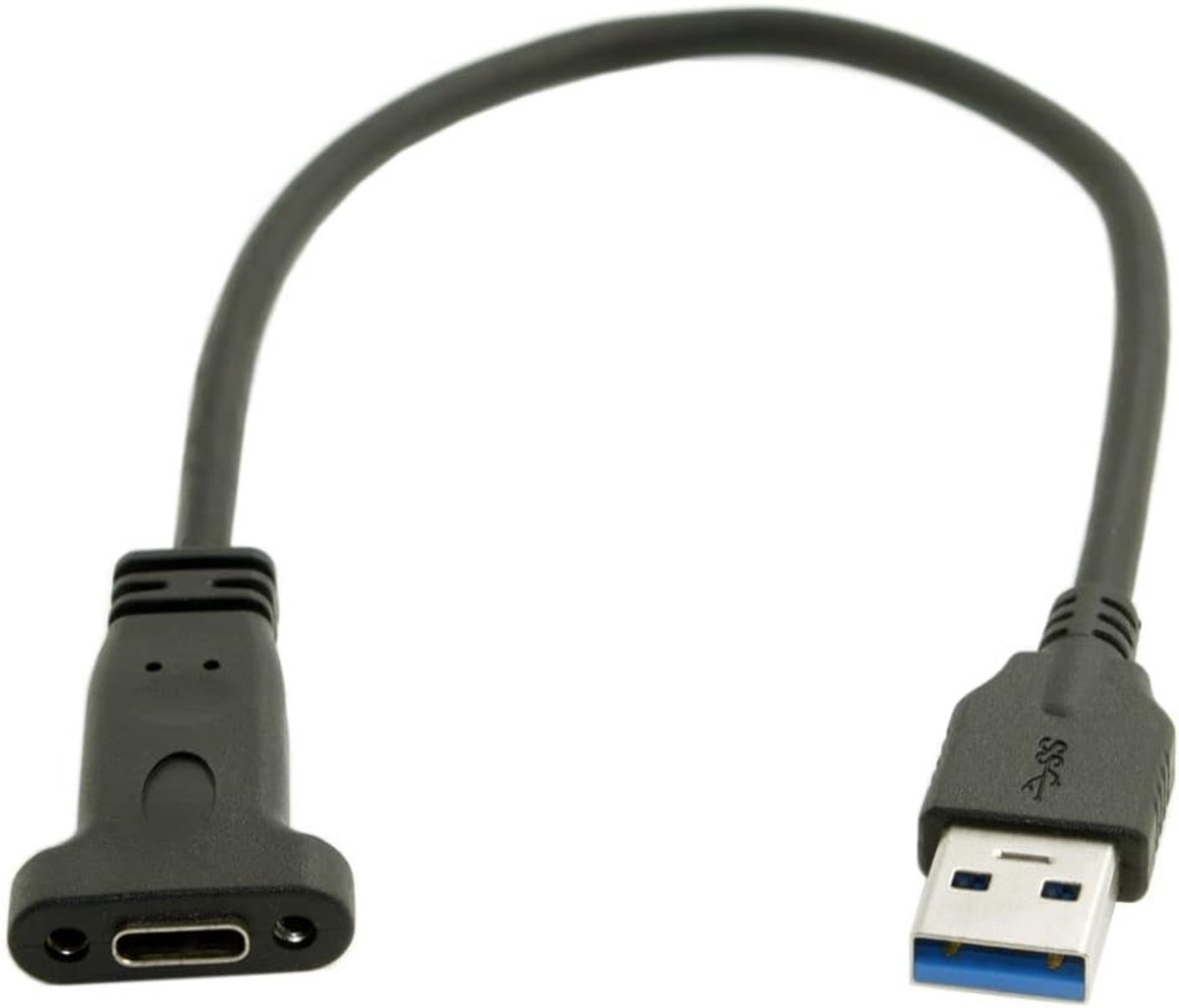 USB C-kabel 20cm - USB 3.1 Type C naar USB 3.0 A - met paneelmontage schroefgat - voor gegevensoverdracht - ShopVlot