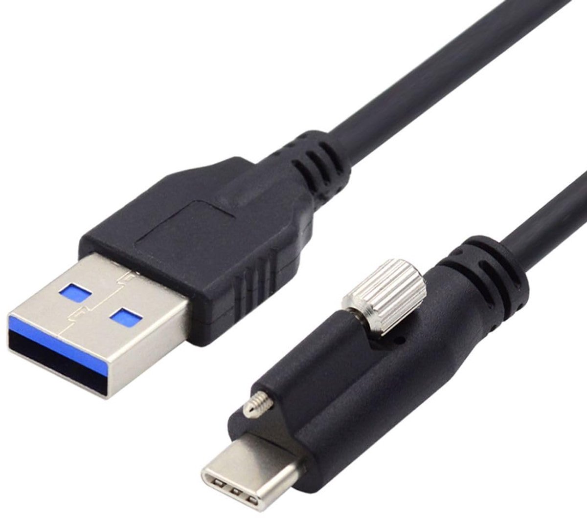 USB 3.0 naar USB C Locking Connector Kabel - 4,9M - Paneelmontage met Schroef - Veilig voor Industriele Camera - ShopVlot