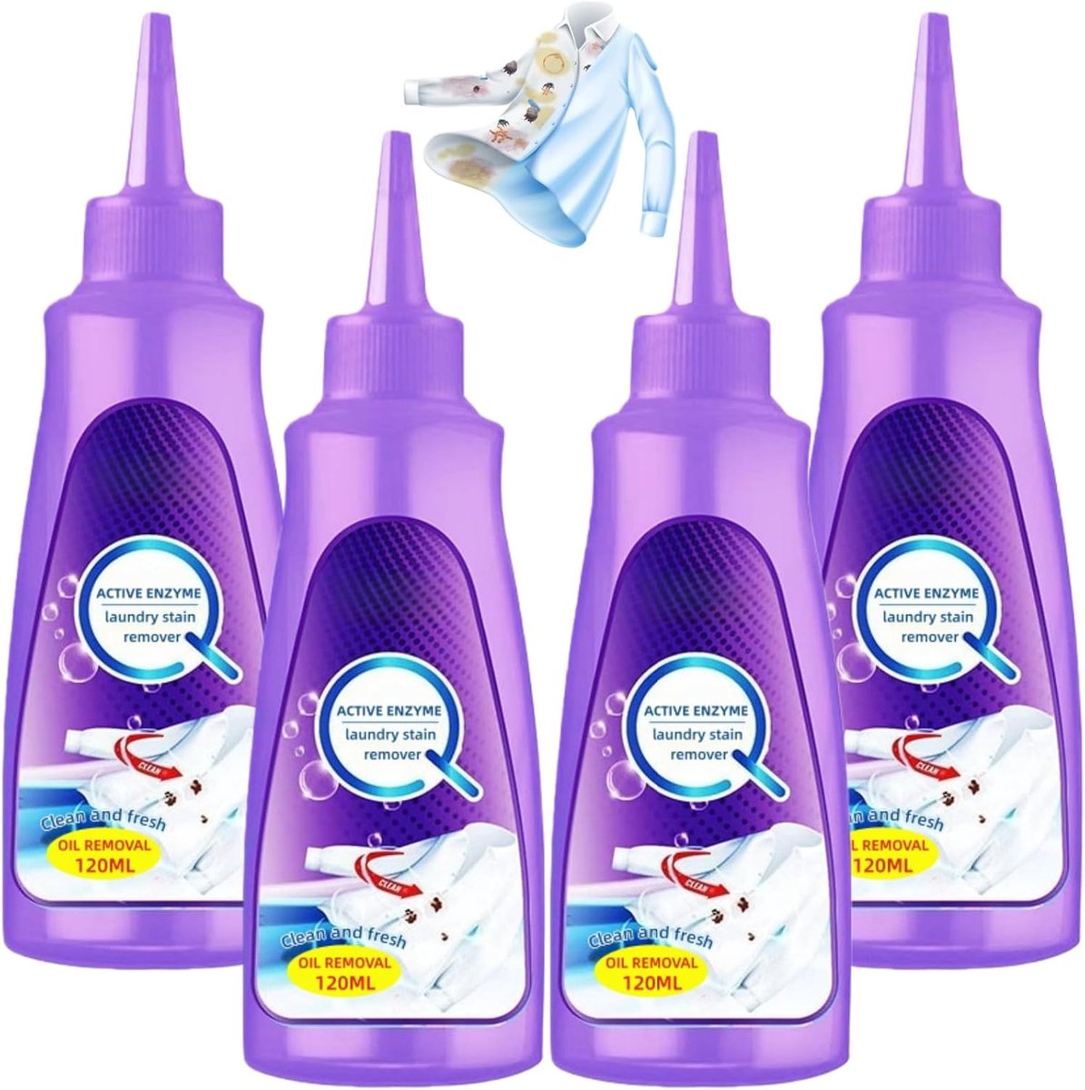Détachant voor V kleding - 4x120ml - Enzymatische formule - Verwijdert hardnekkige vlekken - ShopVlot