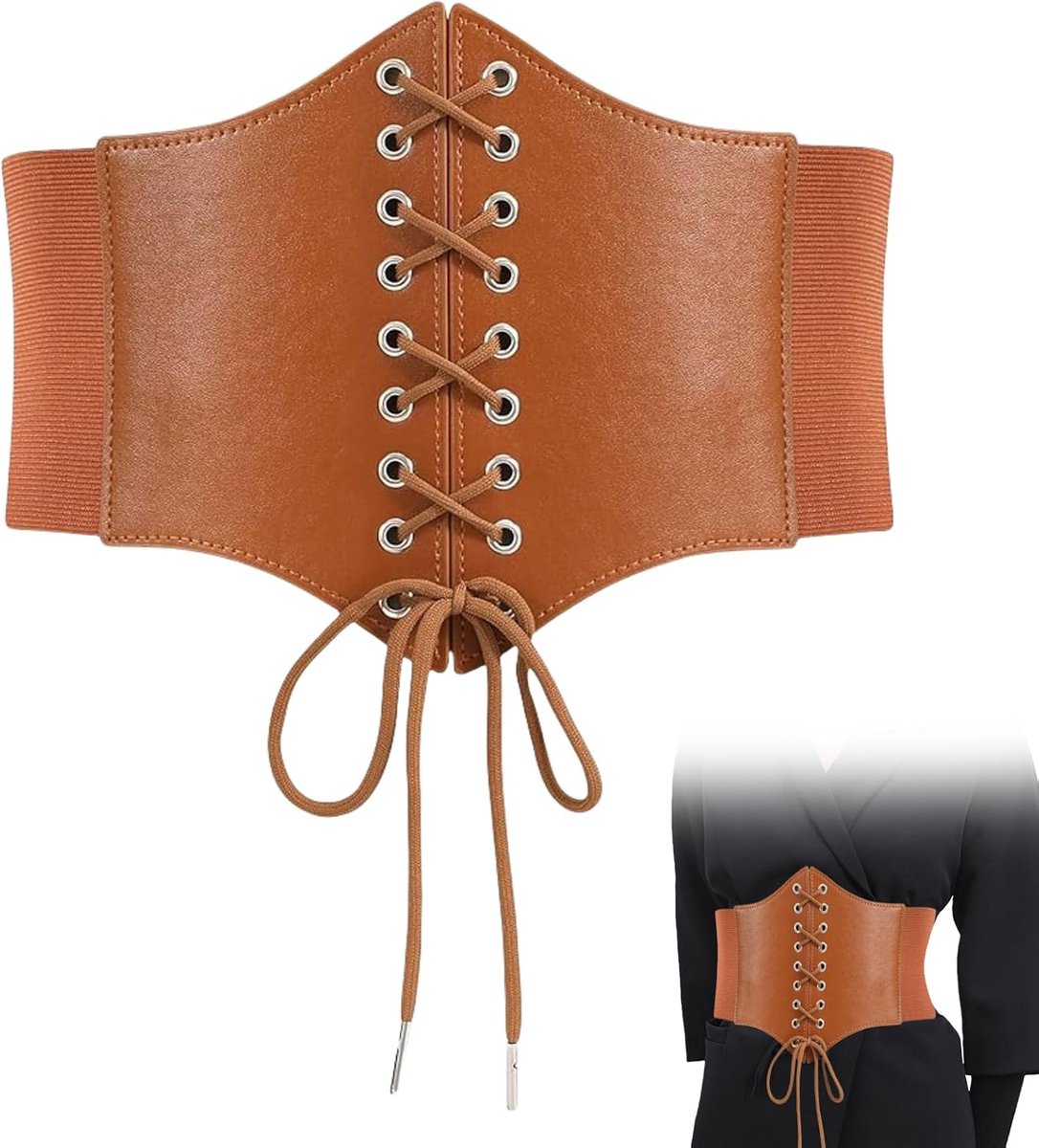 Onderbuik Corset Dames - Bruin Leer - Viking Kleding - Perfect voor Halloween - ShopVlot