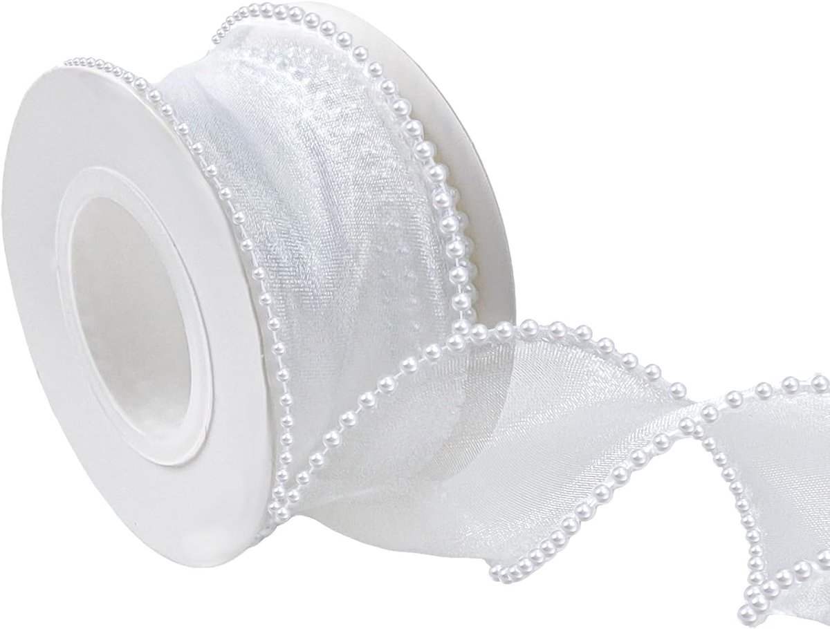 Parelsatijnlint 4,5 m - Chiffon - Transparant - Perfect voor bruiloften - ShopVlot