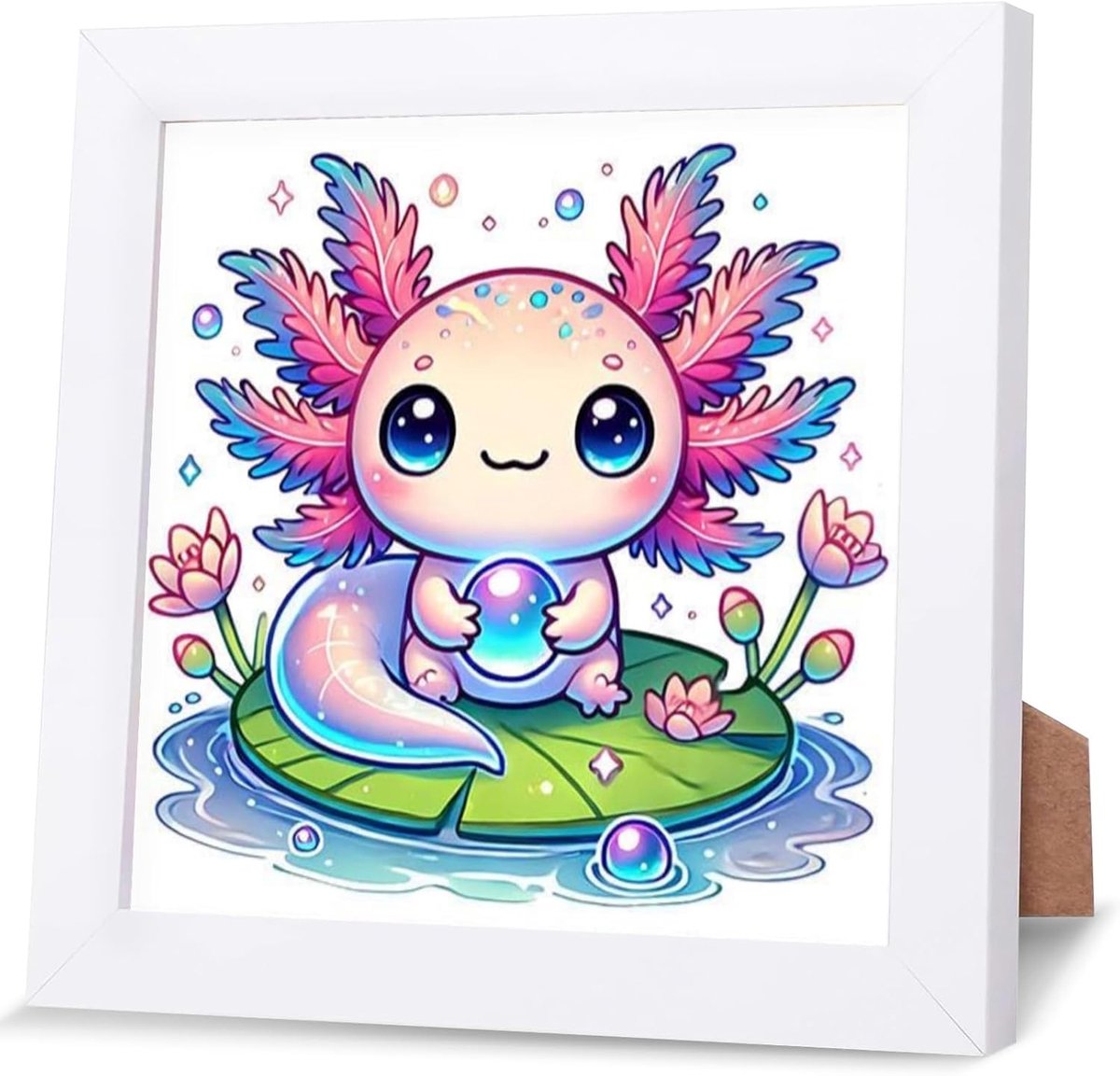Diamond Art Painting Kit - Axolotl met lijst - Voor kinderen 4-12 jaar - Creatieve doe-het-zelf geschenken - ShopVlot