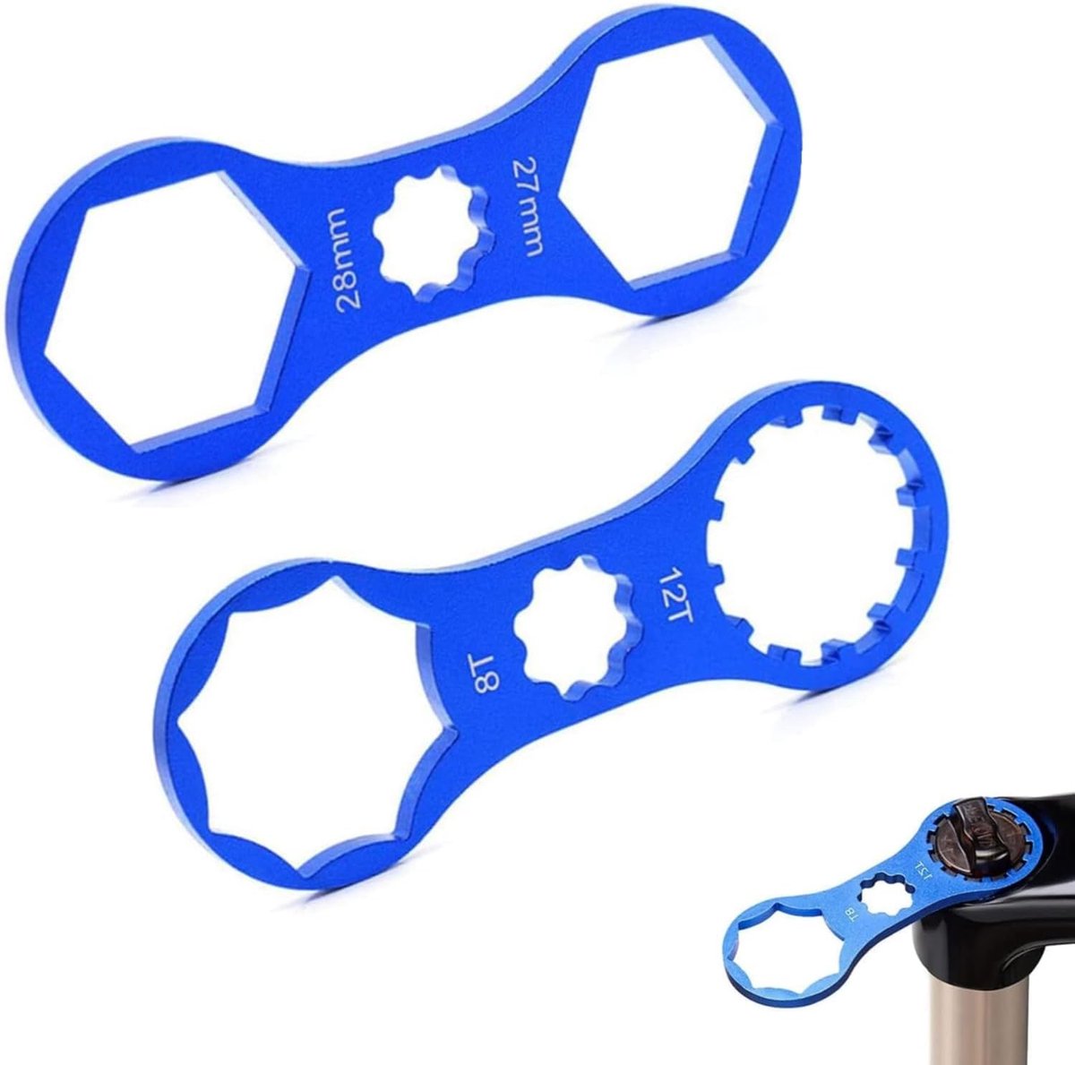 Veervorkgereedschap set 2 stuks - blauw - voor SR Suntour XCR/XCM/XCT/RST - veelzijdige MTB reparaties - ShopVlot