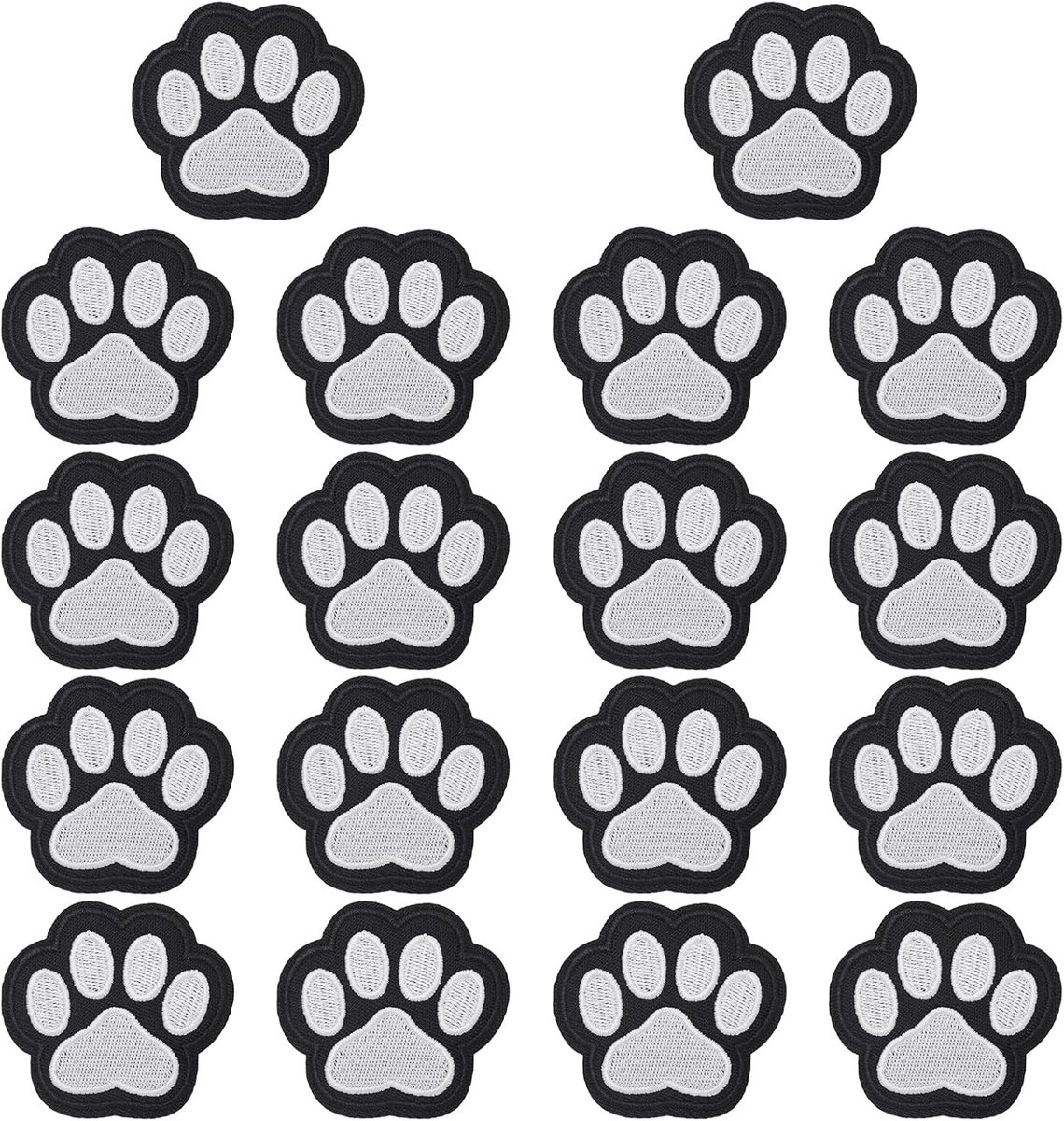 Strijkpatches hondenpootjes 18 stuks - polyestermateriaal - slijtvast - voor kleding en tassen - ShopVlot