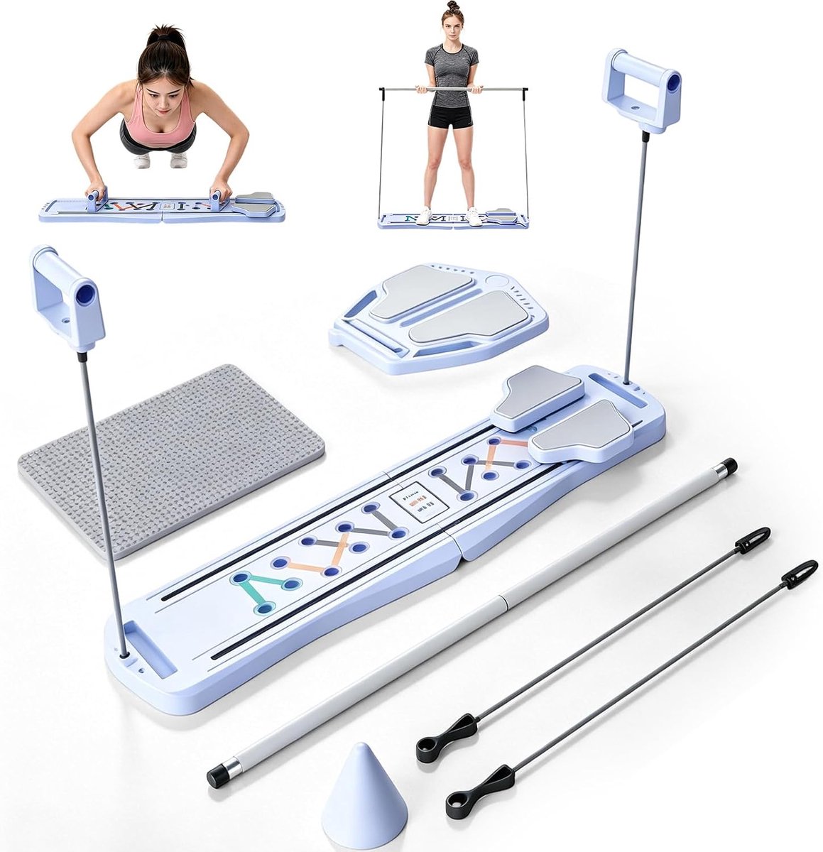 Pilates board multifunctioneel - opvouwbaar - met weerstandsbanden - veelzijdige training voor thuis - ShopVlot