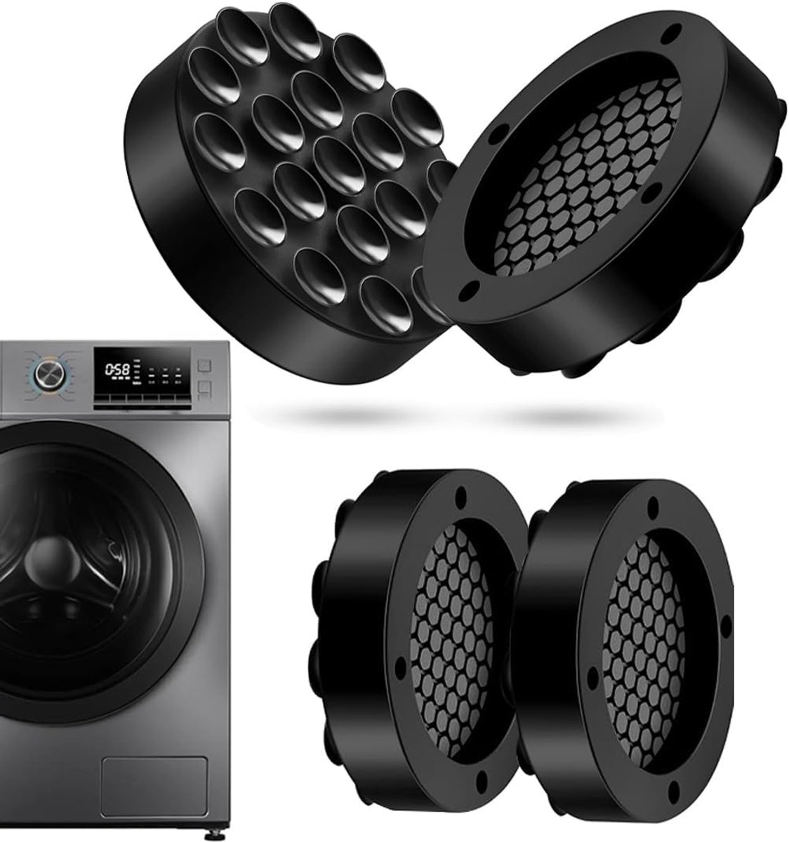 Wasmachine schokdempers 4 stuks - silicone - anti-vibratie - vermindert geluid en trilling - ShopVlot