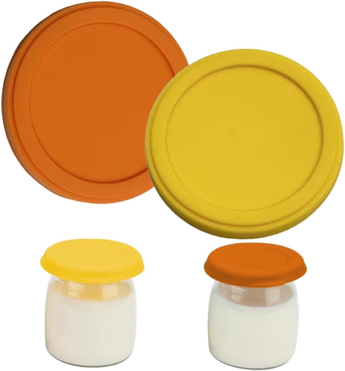 Siliconen deksels voor yoghurtglazen - 2 stuks - herbruikbaar - lekvrij en hygiënisch - ShopVlot