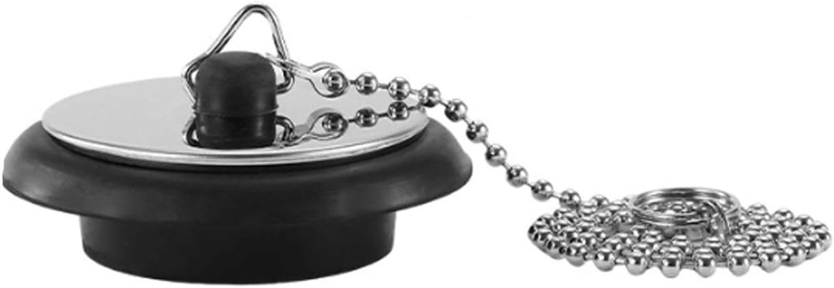 Afvoerplug rubber met RVS ketting - universele vervanger - veilig en duurzaam - ideaal voor badkamer - ShopVlot