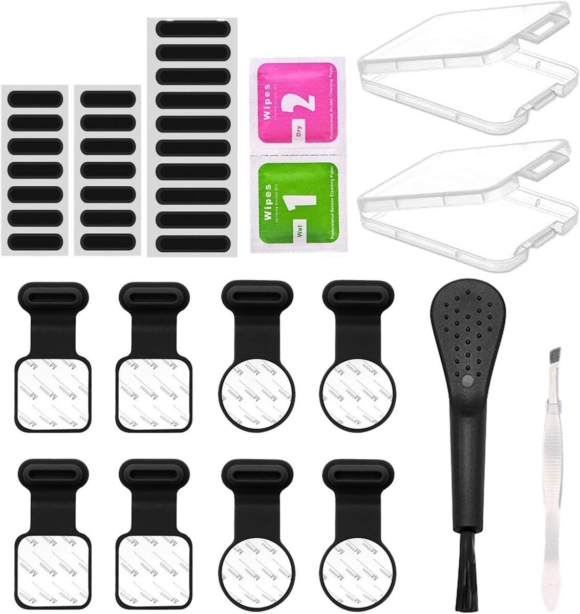USB C stofbescherming set - 8-delige silicone beschermcovers - inclusief reinigingsborstel - ShopVlot