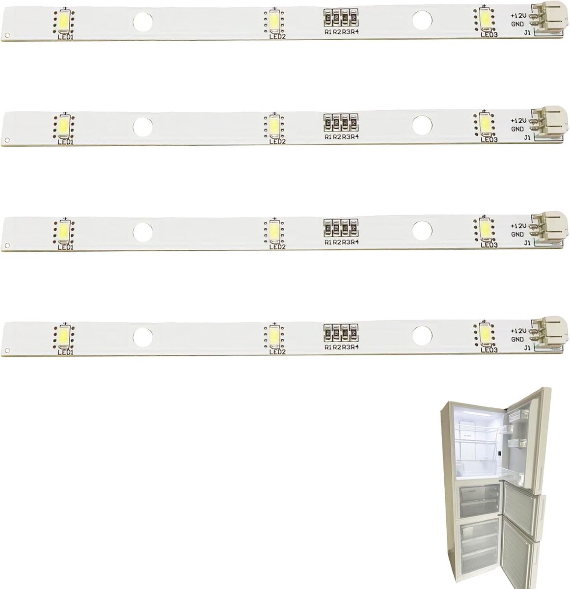 LED lichtstrips voor koelkast - set van 4 - 12V 2W - compatibel met RONGSHENG en HISENSE - ShopVlot