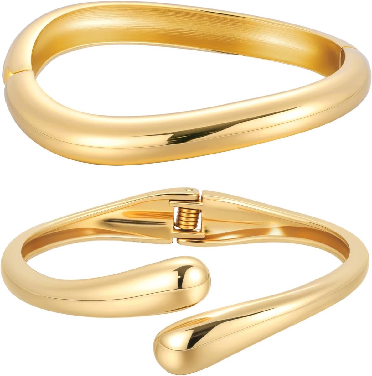 Chunky gouden armbanden voor vrouwen - 2 stuks - onregelmatige scharnierarmbanden - stijlvolle minimalistische sieraden - ShopVlot