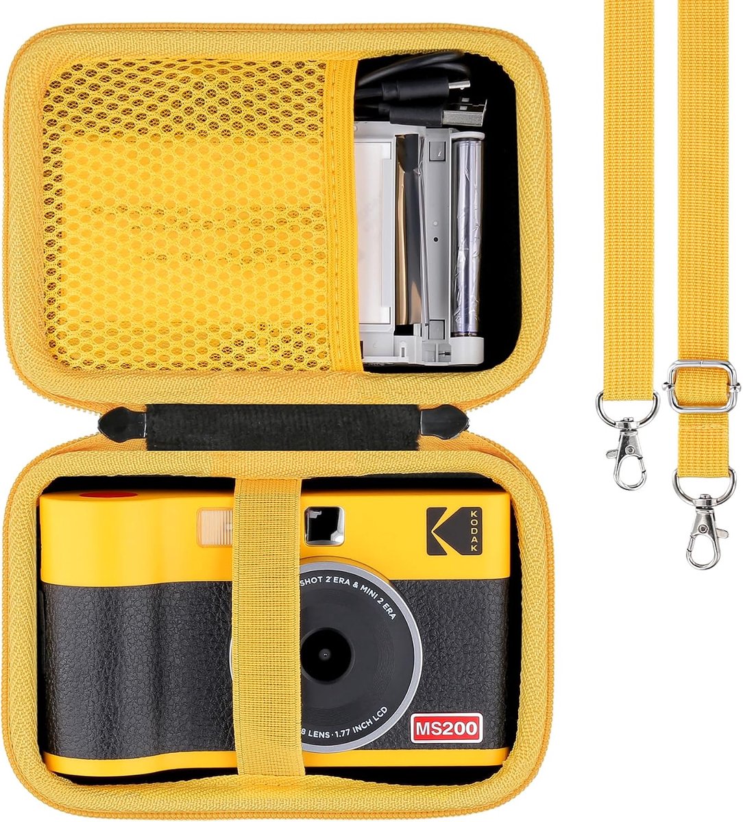 Opbergcase voor Kodak Mini Shot 2 - EVA hardshell - Geel rits - Beschermt en verlengt levensduur - ShopVlot
