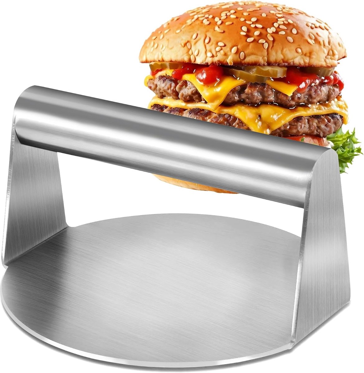 Hamburgerpers 14 cm - RVS - Antiaanbaklaag - Perfecte burger patties - ShopVlot