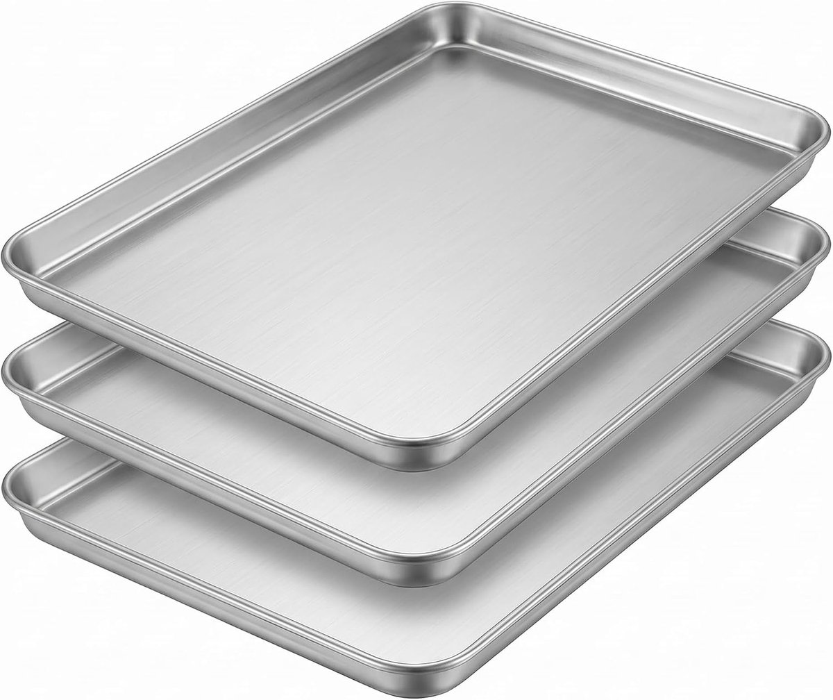 Bakplaat roestvrij staal 40,5 x 30,5 cm - rechthoekige taartplaat - duurzaam en gemakkelijk te reinigen - ShopVlot