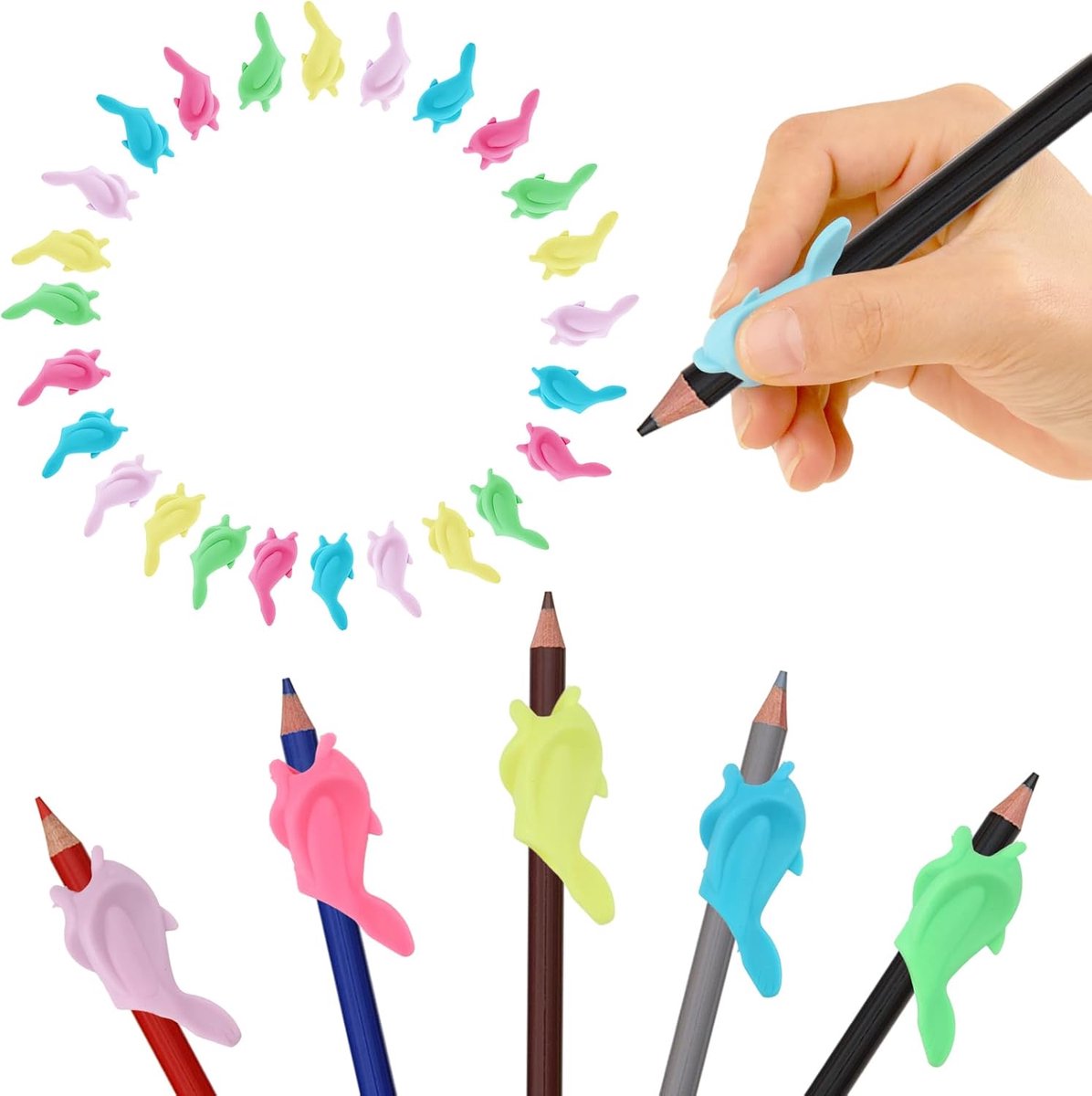 Schrijfhulp voor kinderen 30 stuks - siliconen handgrepen - ergonomische vorm - bevorderd schrijfcomfort - ShopVlot