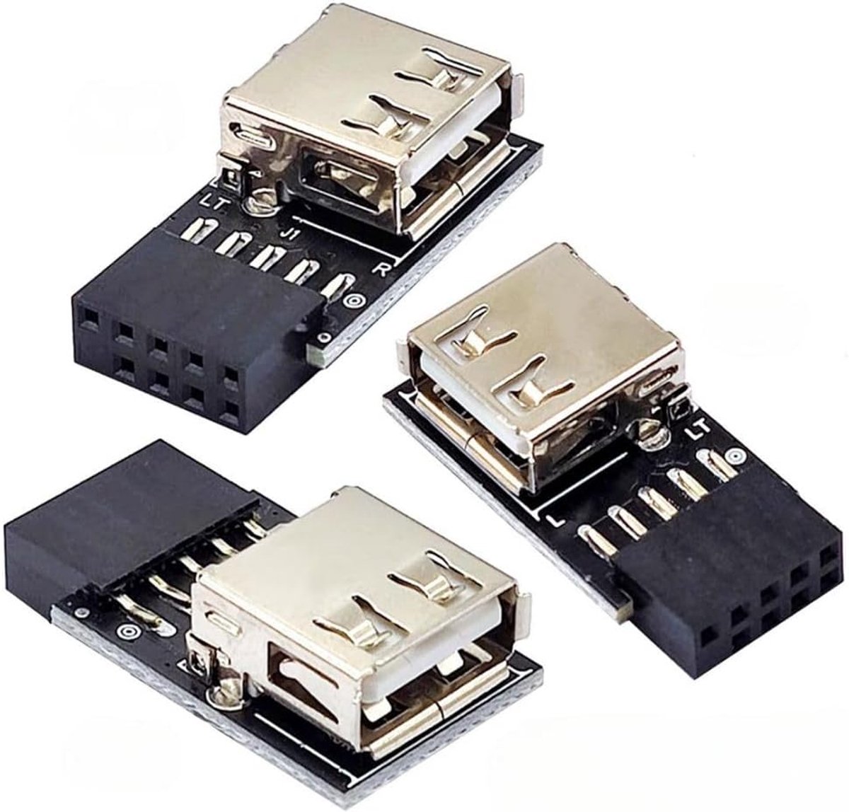 Moederbord adapter 9pin/10pin naar USB 2.0 - 3 stuks - Verschillende aansluitingen - Sluit draadloze apparaten aan - ShopVlot