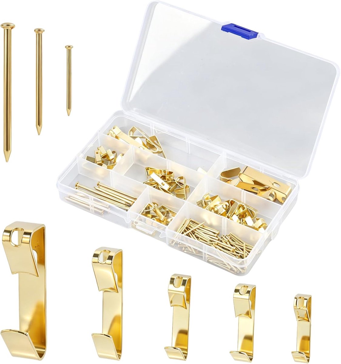 Ophangset 130 stuks - Haken en nagels - Voor gipsplaten en hout - Eenvoudig foto's en schilderijen ophangen - ShopVlot