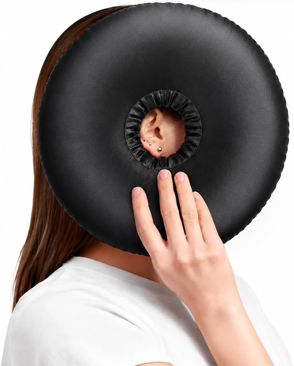 Piercingkussen met gat 28 cm - zwart - oorkussen voor zijslapers - verlichting van oorpijn - ShopVlot
