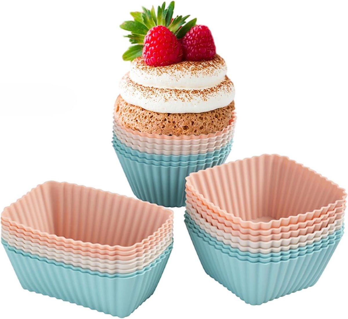 Silicone Muffin Moulds 24pcs - Herbruikbare Bakvormen - Mini Muffin en Cupcake Mallen - Ideaal voor Gezinsbakken - ShopVlot