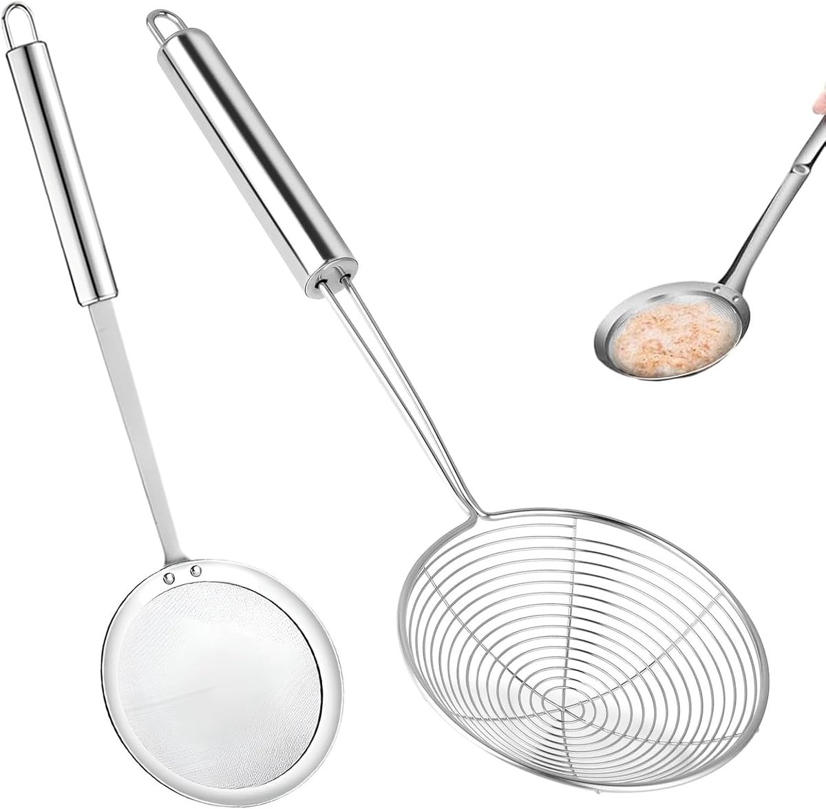 Foam lepelset 2 stuks - roestvrij staal - hittebestendig - ideaal voor koken - ShopVlot