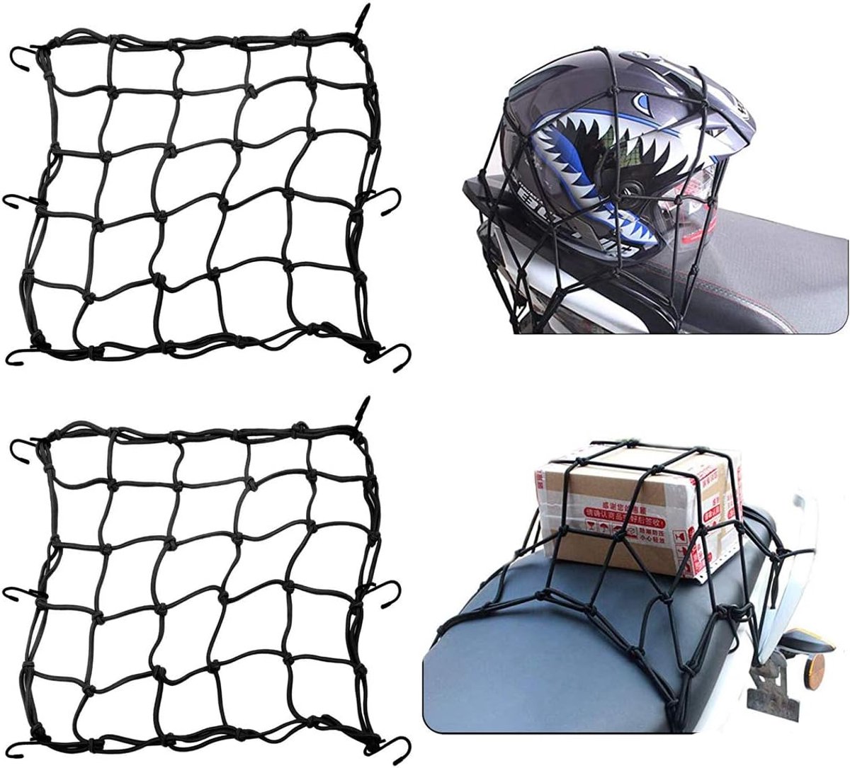 Motorfiets Cargo Net 40cm - Zwart - 2 Stuks met 6 Haken - Ideaal voor Helm en Bagage - ShopVlot
