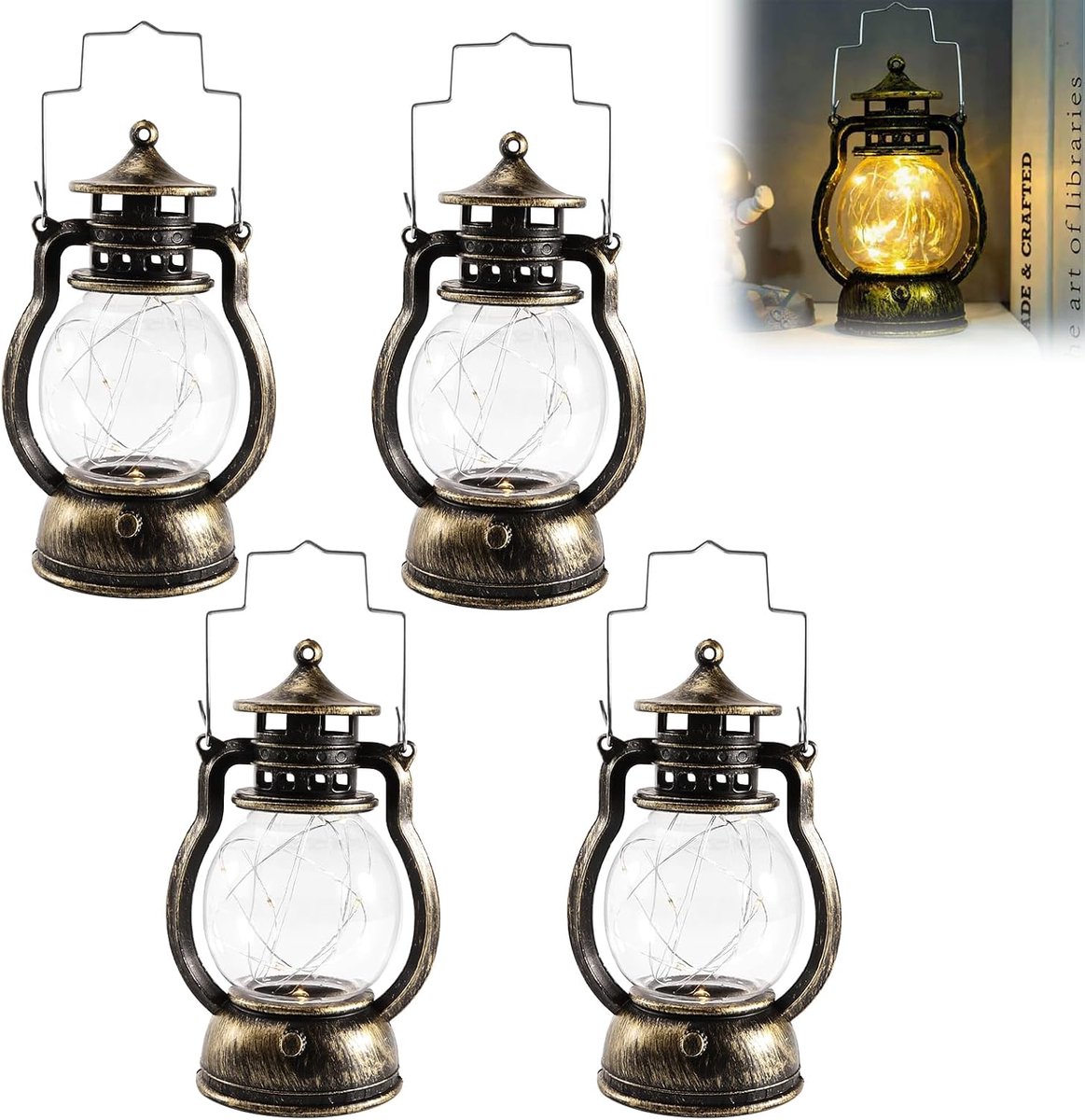 Mini LED lantaarns - Vintage ontwerp - Gemaakt van kunststof - Perfect voor feestdecoratie - ShopVlot