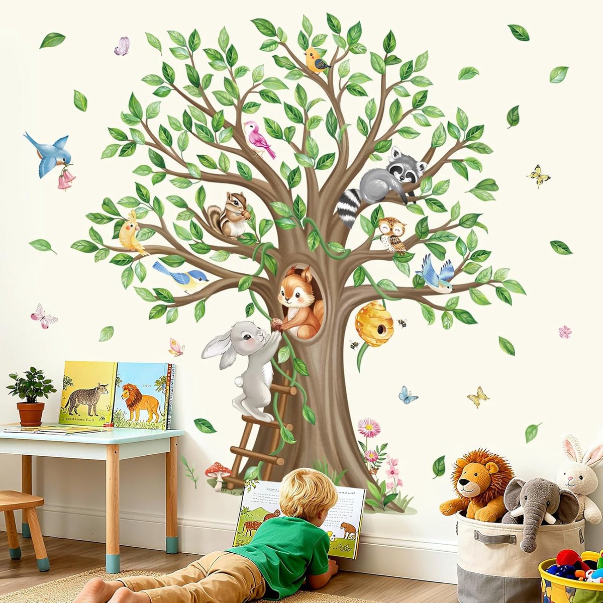Muurstickers Kinderkamer Boom - Grote Wanddecoratie - Bosdieren - Eenvoudig aan te brengen - ShopVlot