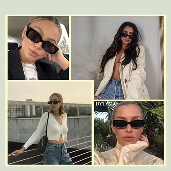Rectangular sunglasses for men and women, stylish retro 90s sunglasses with UV400 protection, cool square frames. van Merkloos — afbeelding 3