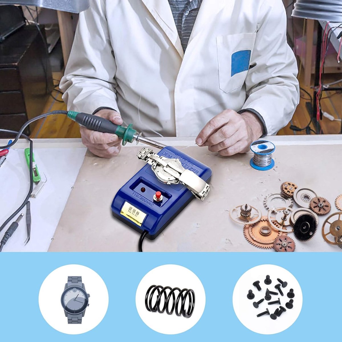 Demagnetiseur horloge 250V - professioneel - blauw - eenvoudig in gebruik - ShopVlot