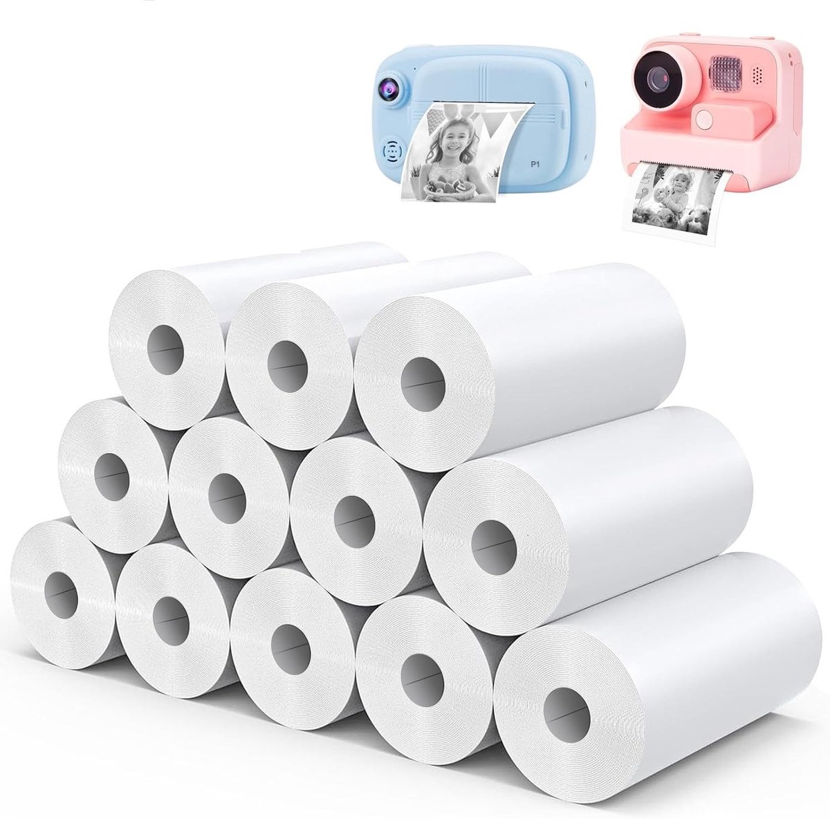 Thermisch papier voor kindercamera - 12 rollen 57 mm x 30 mm x 6,2 m - navulpapier voor instant camera's - ShopVlot