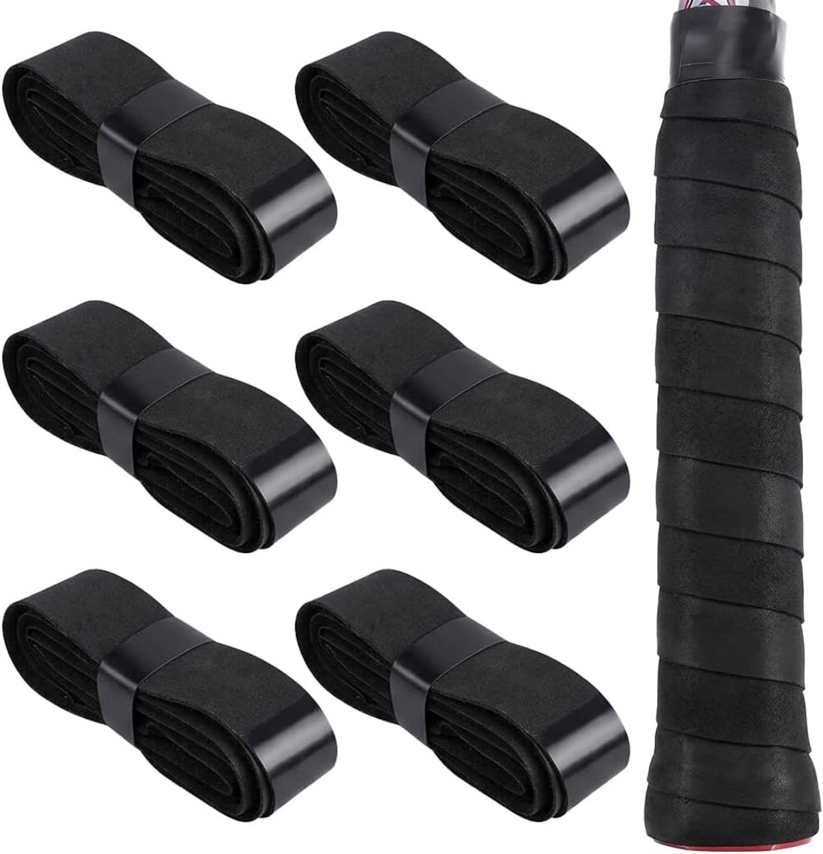 Set van 6 antislipstrips voor tennisrackets - PU + EVA - extreem comfortabel - houdt handgreep droog - ShopVlot