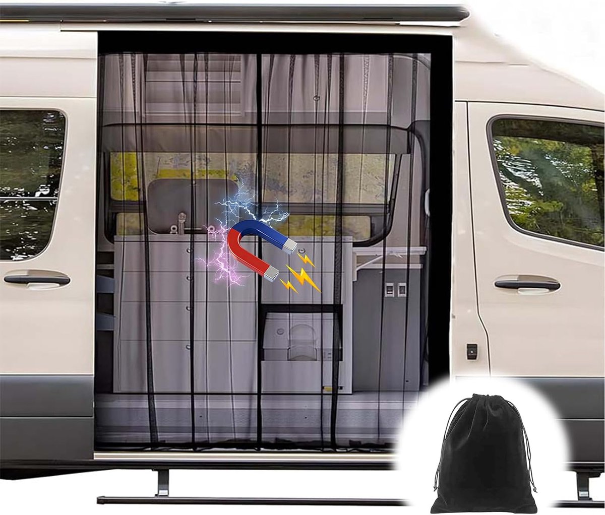 Muggennet 180 x 150 cm - Sterke magnetische sluiting - Insectenwerend - Ideaal voor Mercedes Sprinter en Ford Transit - ShopVlot