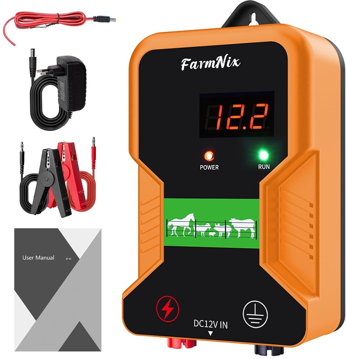 Elektrisch hek 12 V - LED-display - 2J waterdicht - Voor boerderijdieren en tuin - ShopVlot
