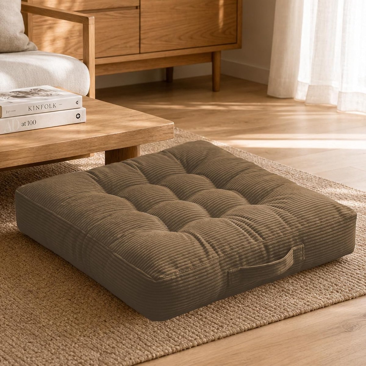 Vloerkussen 40 x 40 cm - corduroy - extra dik 10 cm - comfortabel voor binnen en buiten - ShopVlot